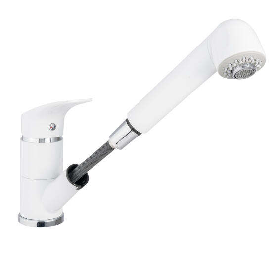 Delinia Kitchen Sink Mixer Tap Joel Pull Out White H15.2Cm Spout Reach 25Cm