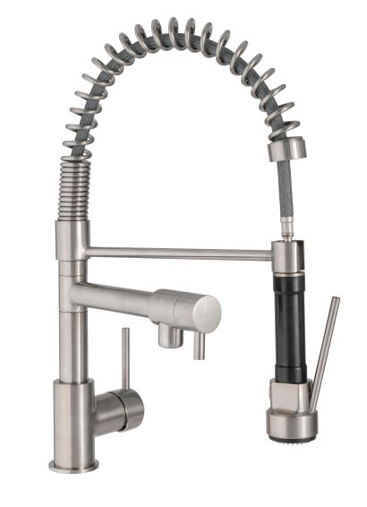 Delinia Kitchen Sink Mixer Tap Spring Neck Brushed Nickel H46Cm Spout Reach 31Cm