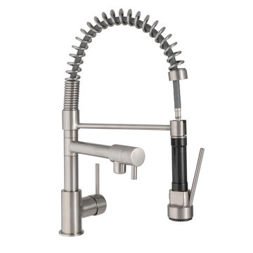 Delinia Kitchen Sink Mixer Tap Spring Neck Brushed Nickel H46Cm Spout Reach 31Cm