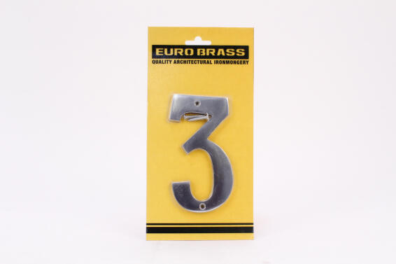 Number 3 aluminium sign eurobrass 125mm