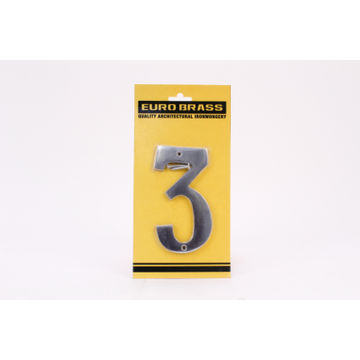 Number 3 aluminium sign eurobrass 125mm