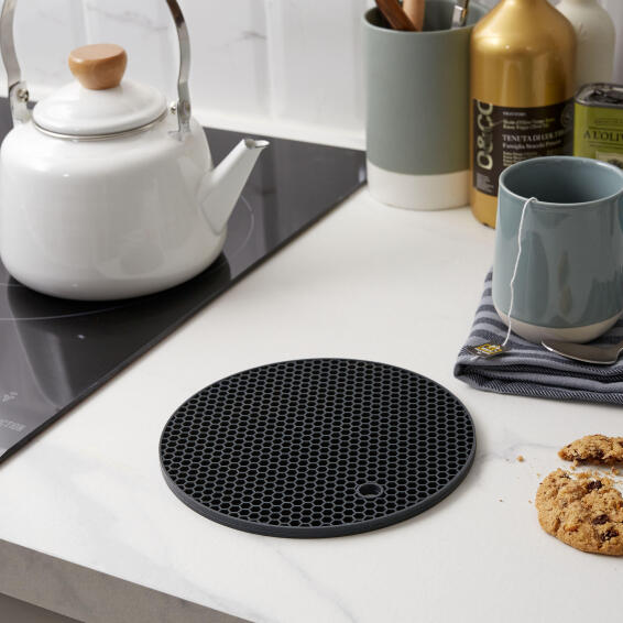 Delinia  Silicone Kitchen Trivet 17.6Cm Dx0.6Mm Grey