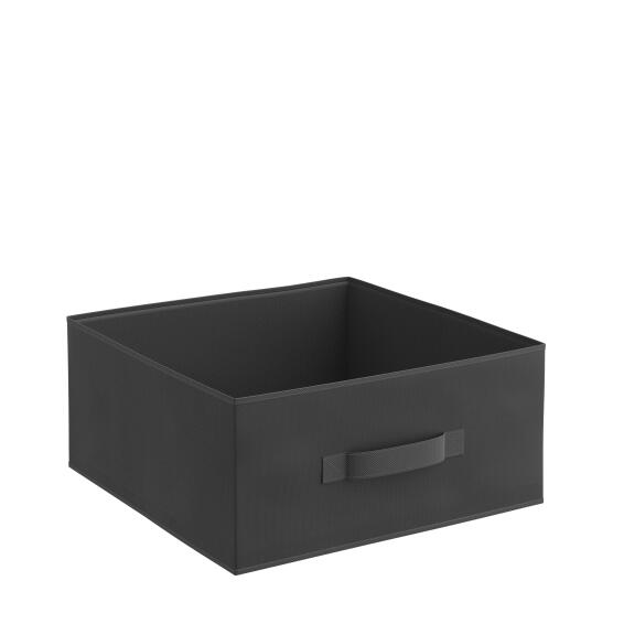 Spaceo kub polyester storage basket black w31cm x d31cm x h15cm  