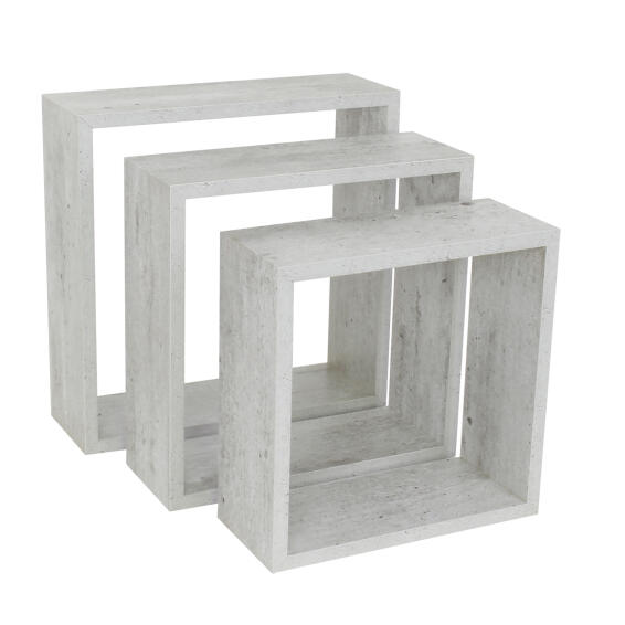Cubed Shelves With Round Corners Set Of 3 White D10cm W20cm, 24cm And 28cm