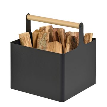 Dixneuf Firewood Holder Garden Black Steel 45cmx48cm