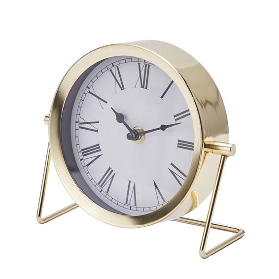 TABLE CLOCK ROMAN NUM GOLD 16CM