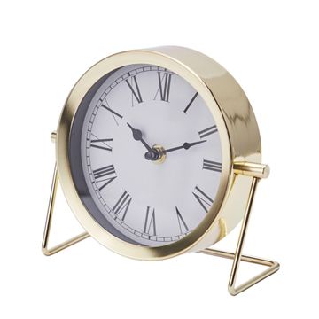 TABLE CLOCK ROMAN NUM GOLD 16CM