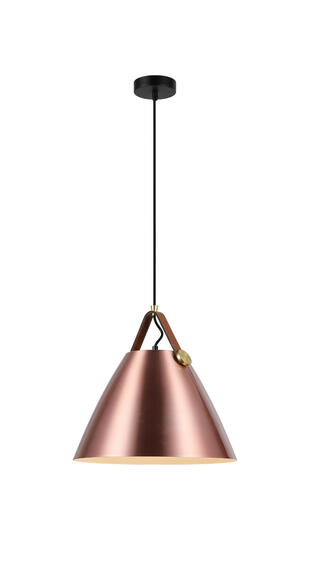 K Light Large Leather And Iron Cone Metal Pendant Lighting Copper
