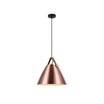 K Light Large Leather And Iron Cone Metal Pendant Lighting Copper