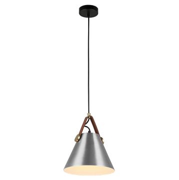 K Light Small Leather And Iron Cone Metal Pendant Lighting Silver