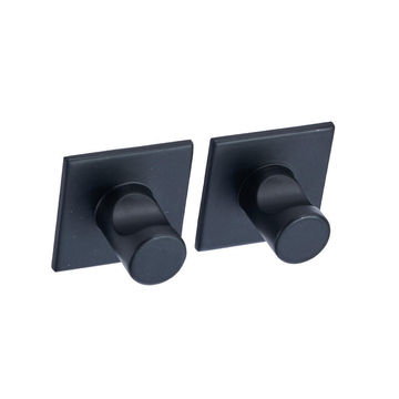 Square stick on hooks set of 2 black