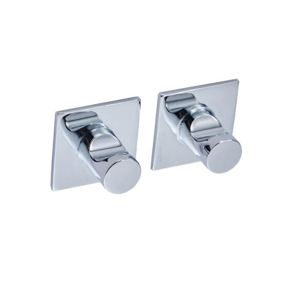 Square stick on hooks set of 2 silver