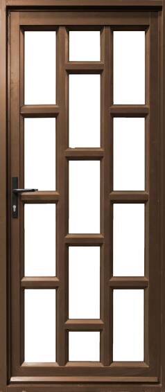 Entry Door Aluminium with Frame (prehung) Staggered Bronze Clear Toughened Glass Left Hand Opening-Open out-w890xh2090mm