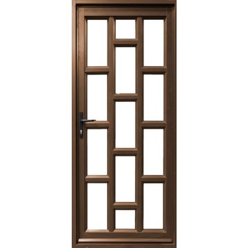 Entry Door Aluminium with Frame (prehung) Staggered Bronze Clear Toughened Glass Left Hand Opening-Open out-w890xh2090mm