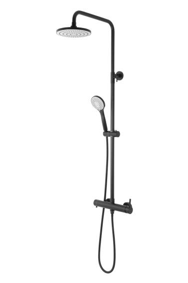 Bijiou Shower Column Wall Mount With Mixer Black