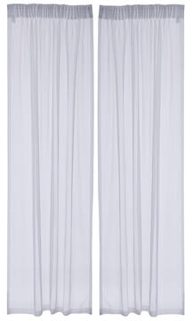 CURTAIN VOILE TAPED GREY 2PK 140X218