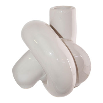 CANDLE HOLDER GLAZE BEIG 11X10CM