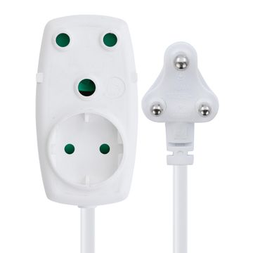 Switched Light Duty Extension Cord 5M - White 1 X 16A Socket +1 X Schuko Socket.