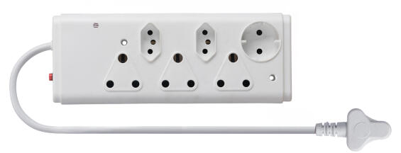 6 Way M/plug 3x16A 2xEuro 1xSchuko Wht