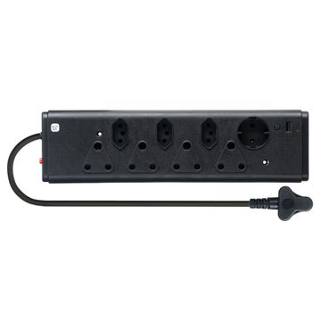 8 Way Multiplug 4 x 16A 3 x Euro 1 x Schuko USB Black