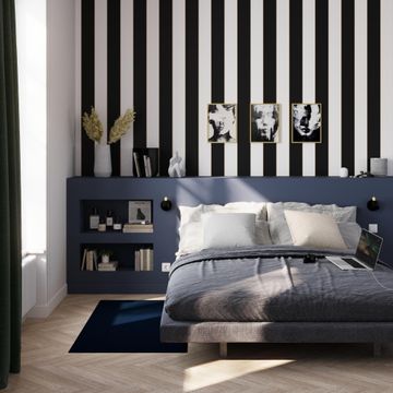 Inspire vinyl linea wallpaper black 10.5x0.53m