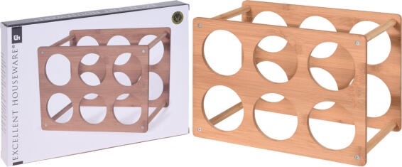 Kitchen Wine Rack Bamboo For 6 Bottles 6.5X17Cm