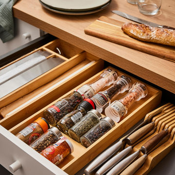Delinia Spice Rack Drawer Organiser Bamboo W20 X D44X H4.9Cm