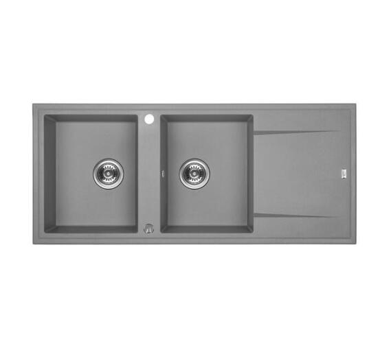 Laveo Kitchen Sink Megalo Grey Drop In Double Bowl Single Drainer L116Xw50Xd17Cm