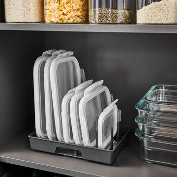 Delinia Pots And Pans Lid Organiser With Handles Black Plastic W25.4 X D19.4 X H3.85Cm