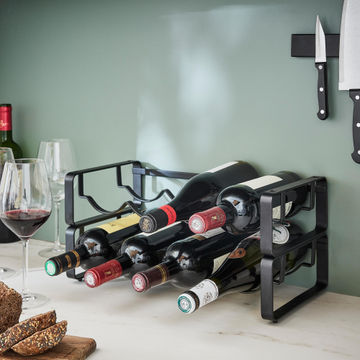 Delinia Wine Rack Black Metal W41 X H19.8 X D20Cm