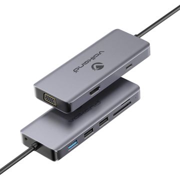 VolkanoX Core Interface Series USB Type C  - HDMI + VGA 3 USB + Card Reader + Audio + PD