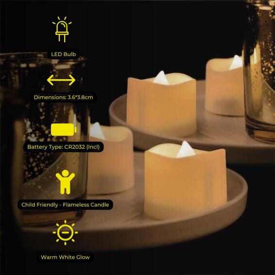 2 Pack Metallic Gold Mini Bubble Cube Flameless LED Candles