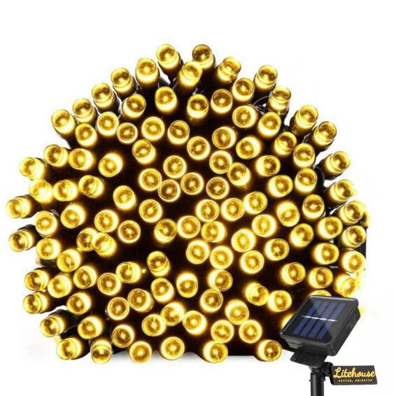 Litehouse solar weatherproof fairy lights - 200 led - warm white - 20m