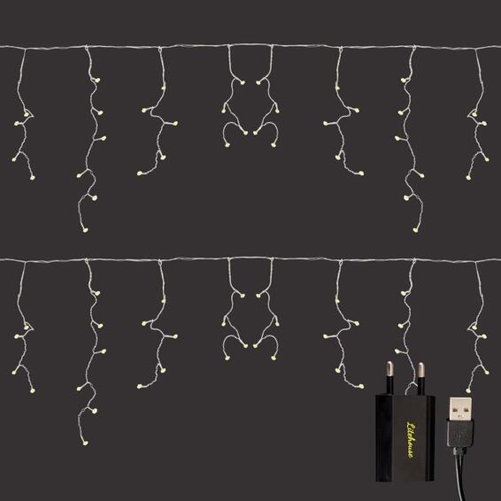Litehouse 3m Icicle Curtain Fairy Lights - Warm White