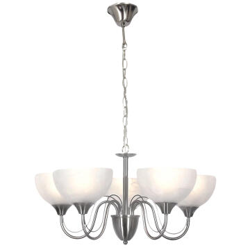 chandelier light alabaster glass satin chrome 5 ligh