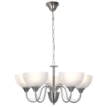 chandelier light alabaster glass satin chrome 5 ligh