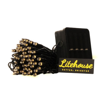 Litehouse solar weatherproof fairy lights - 100 led - warm white - 10m