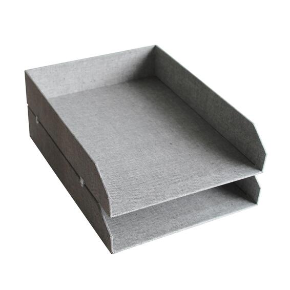 Spaceo 2 tier paper tray  set of 2 grey