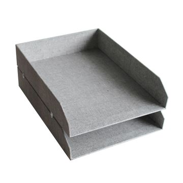 Spaceo 2 tier paper tray  set of 2 grey
