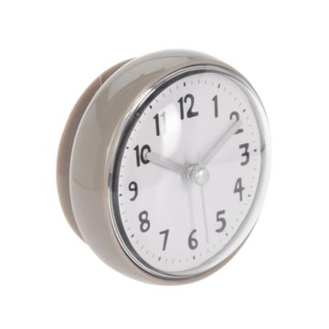 BATHROOM CLOCK SUCTION CUP GREY 7CM