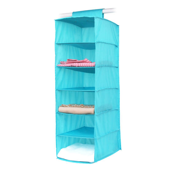 Shoe rack 6 shelf polyester sky blue