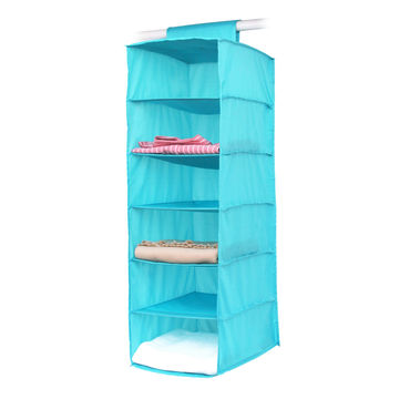Shoe rack 6 shelf polyester sky blue