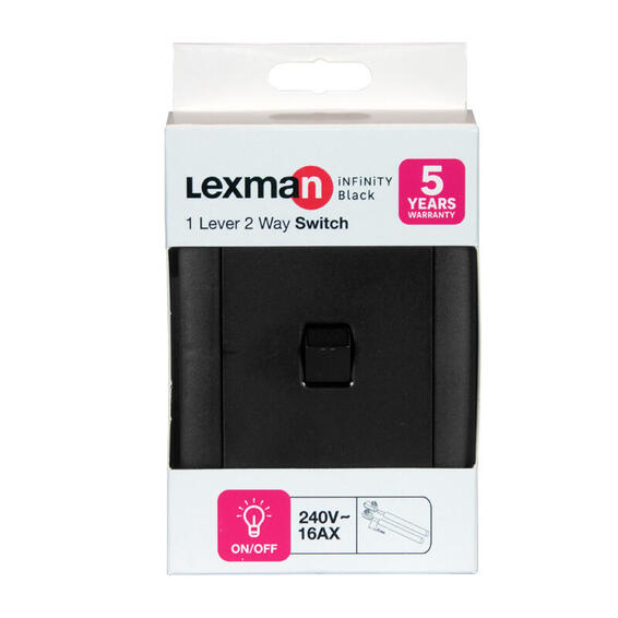 Lexman Switch 1 LEVER 2 Way Infinity Black 100X50 
