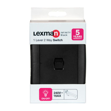Lexman Switch 1 LEVER 2 Way Infinity Black 100X50 