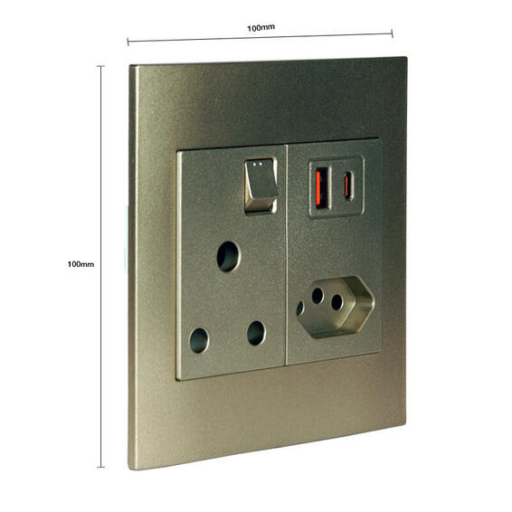 Lexman Single Socket & 1xIEC, USB 3.1 A+C Infinity Gold 100x100 1x16A