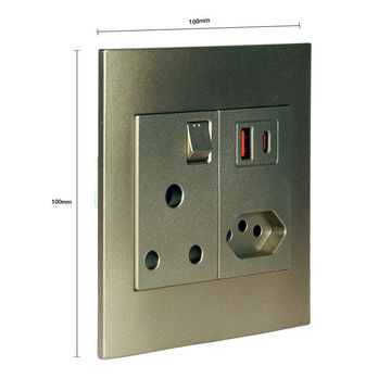 Lexman Single Socket & 1xIEC, USB 3.1 A+C Infinity Gold 100x100 1x16A