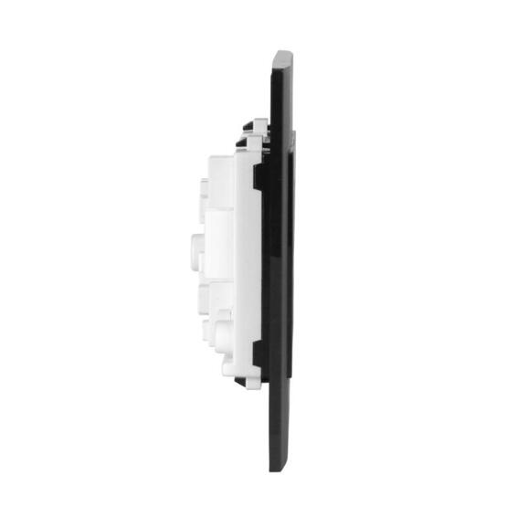 Lexman Single Socket & 2xIEC Infinity Black 100x100 1x16A