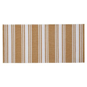 Rug indoor cotton striped white / mustard rectangle 60 x 120cm aylane inspire