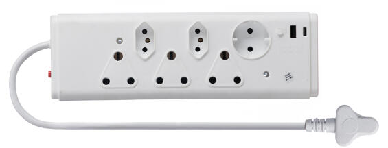6Way Mplug 3x16A 2x Eur 1xSchuko USB Wht