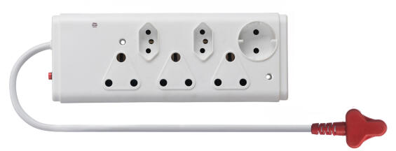 6Way M/plug 3x16A 2xEuro1xSchuko Sur Wht